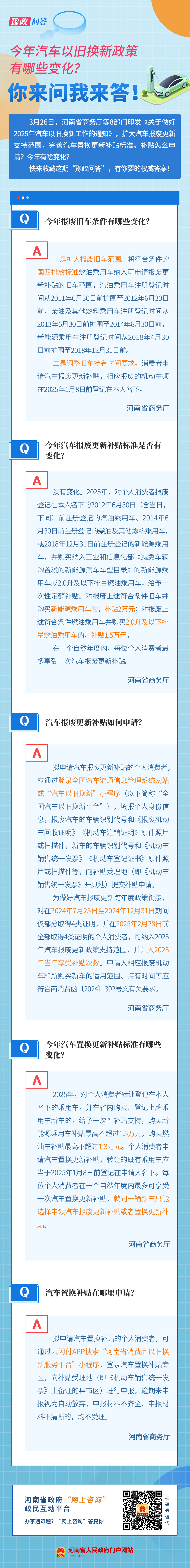 豫政问答丨河南今年汽车以旧换新政策发布！有哪些变化和利好？(图2)