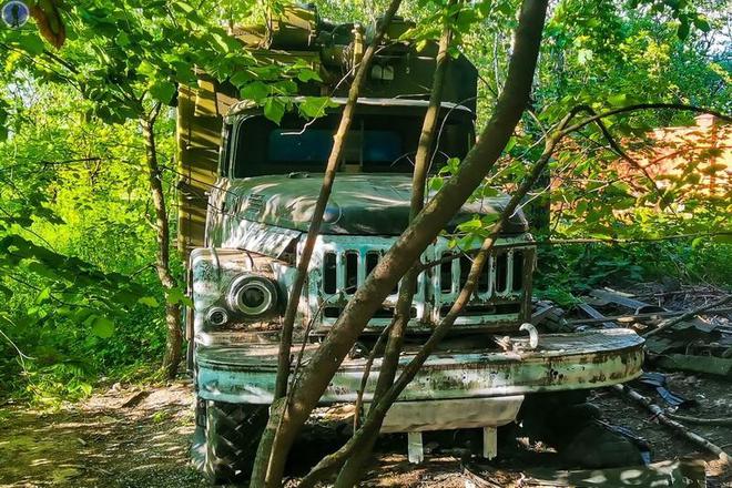 J9九游会：路边灌木丛中被遗弃的带有车顶棚的ZIL-131卡车(图5)