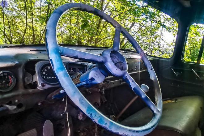 J9九游会：路边灌木丛中被遗弃的带有车顶棚的ZIL-131卡车(图11)